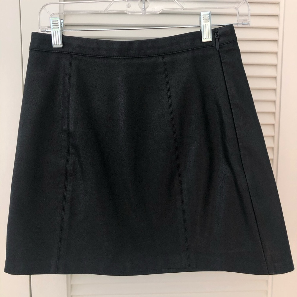 Faux Black Leather Skirt